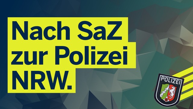 Bild mit Schriftzug Nach SaZ zur Polizei und Camouflage Hintergrund